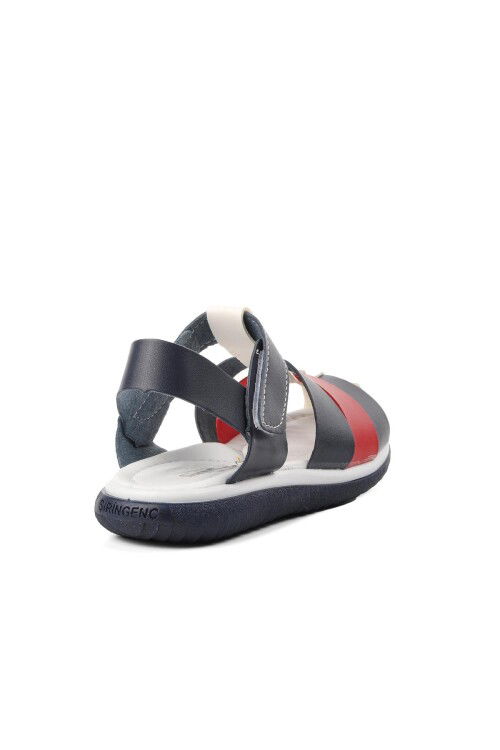 Navy Blue Red Boy Flat Sandals Ayakmod 1500 F