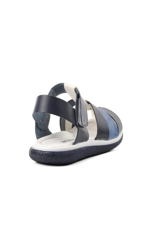 Lacivert Beyaz  Erkek Çocuk Düz Sandalet Ayakmod 1500 F