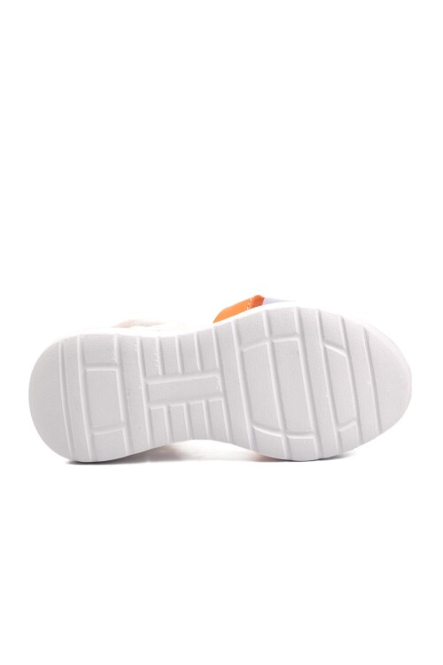 White-Orange Girls Flat Sandals Ayakmod Şng 8010 P