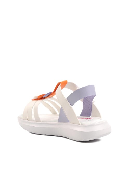 Beyaz Lila Kız Çocuk Ortopedik Sandalet Şng 8020 F