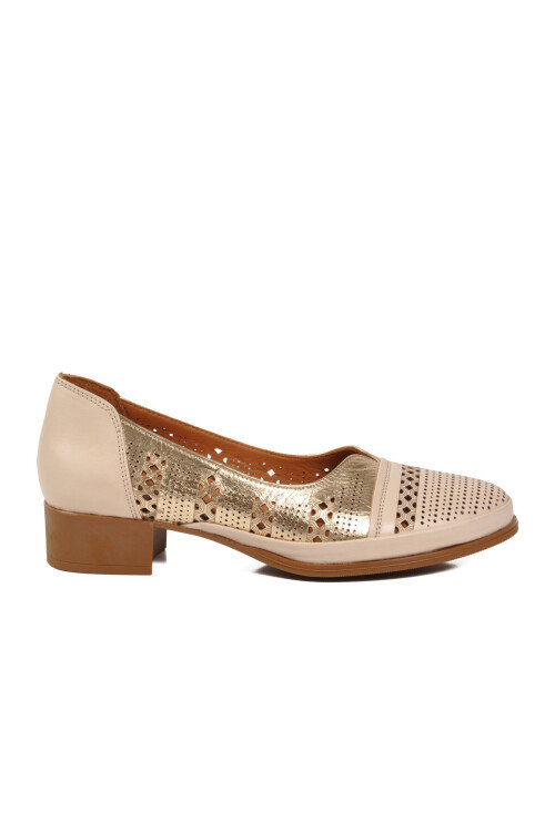 Bej Hakiki Deri Kadın Topuklu Ayakkabı 1709280Y Z