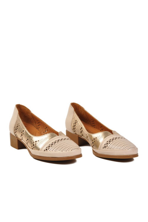 Bej Hakiki Deri Kadın Topuklu Ayakkabı 1709280Y Z