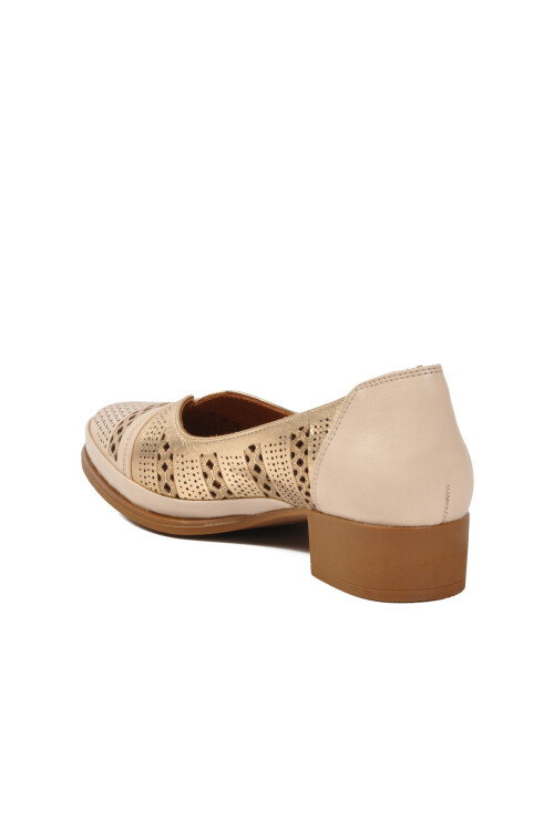 Bej Hakiki Deri Kadın Topuklu Ayakkabı 1709280Y Z