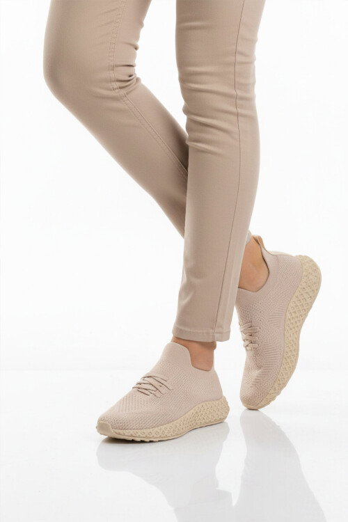 Bej Fileli Hafif Kolay Giyilebilir Unisex Spor Ayakkabı PC-32711 G