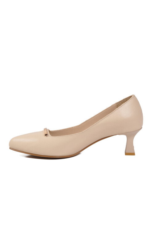 Bej İnce Kısa Topuklu Kadın Abiye Ayakkabı 26532529Y Z