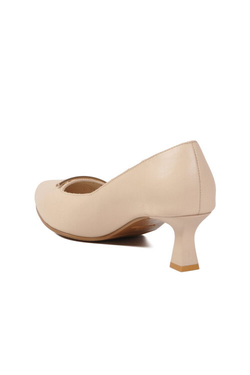 Bej İnce Kısa Topuklu Kadın Abiye Ayakkabı 26532529Y Z