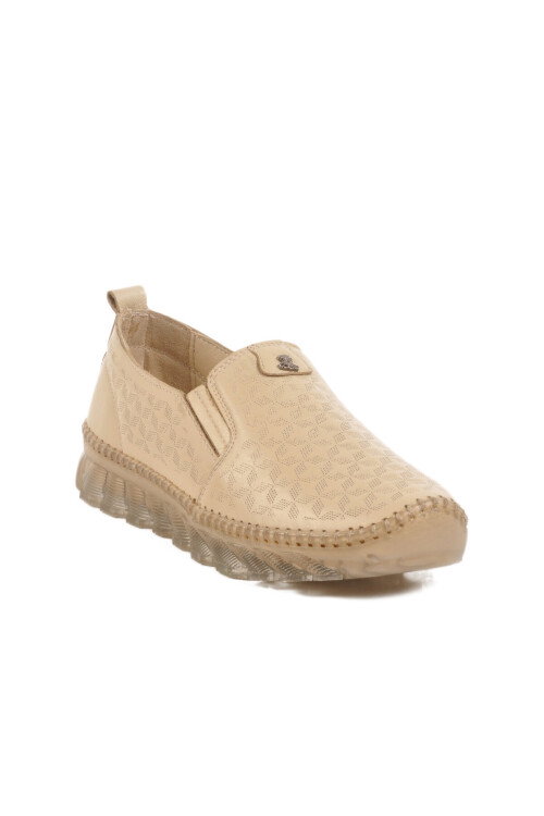 Beige Genuine Leather Womens Casual Shoes 25401002Y Z