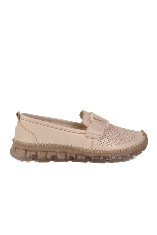 Bej Hakiki Deri Kadın Casual Ayakkabı 0005 Z