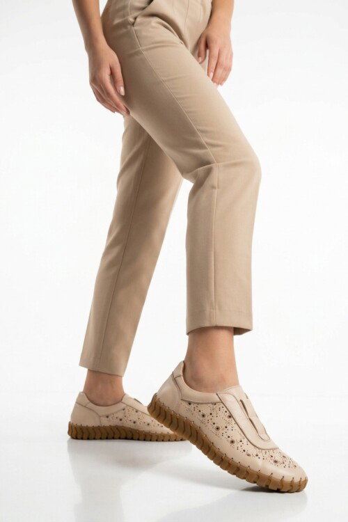 Bej Hakiki Deri Kadın Casual Ayakkabı 2010730Y Z