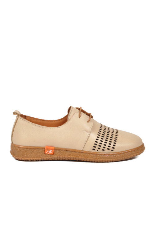 Bej Hakiki Deri Kadın Casual Ayakkabı 2087 Z