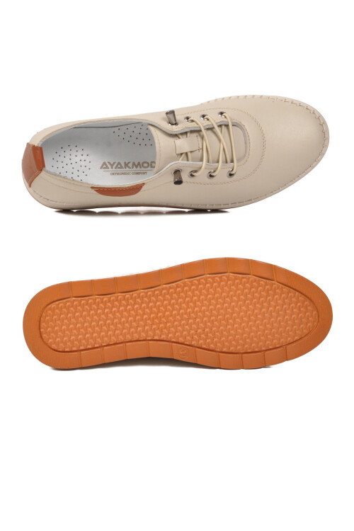 Bej Hakiki Deri Ortopedik Kadın Casual Ayakkabı 3030 Z