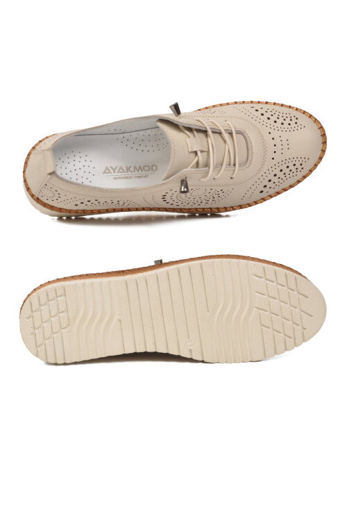 Bej Hakiki Deri Ortopedik Kadın Casual Ayakkabı 509 Z