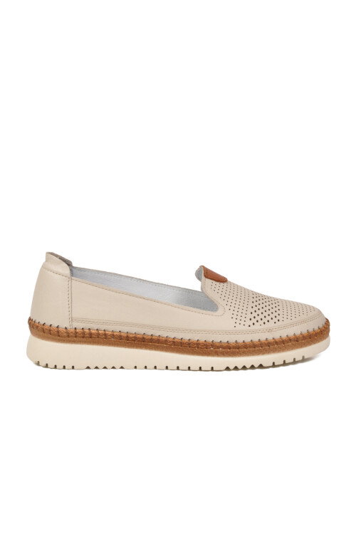 Bej Hakiki Deri Ortopedik Kadın Casual Ayakkabı 700 Z