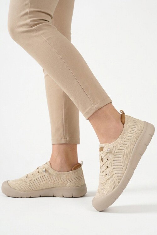 Bej Anorak Örme Anatomik Kadın Casual Ayakkabı B667 Z