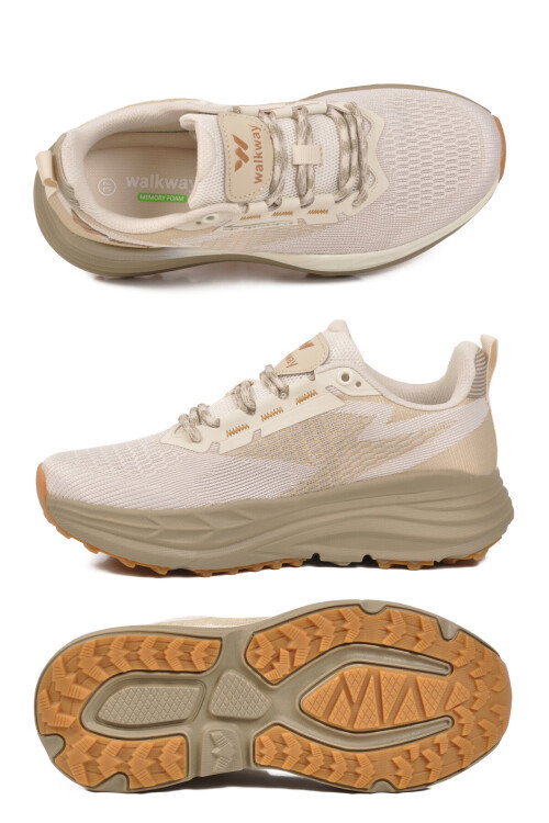 Bej Fileli Hafif Esnek Hafızalı Taban Unisex Spor Ayakkabı Flexion G