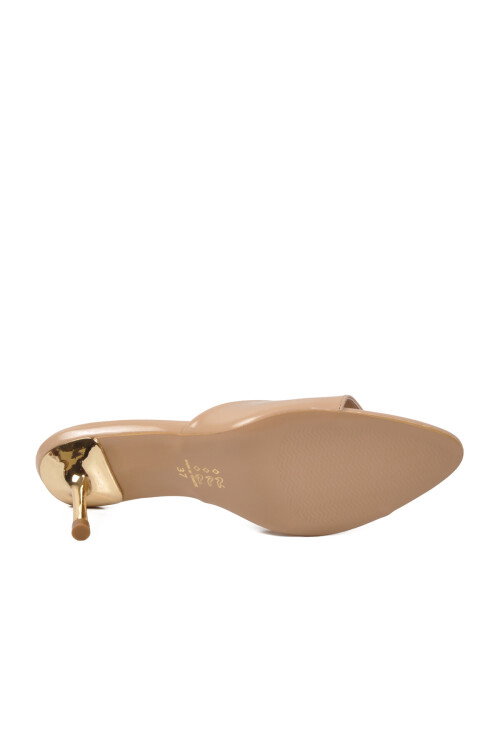 Bej Rugan Kadın Hafif İnce Topuklu Terlik 336601 Z