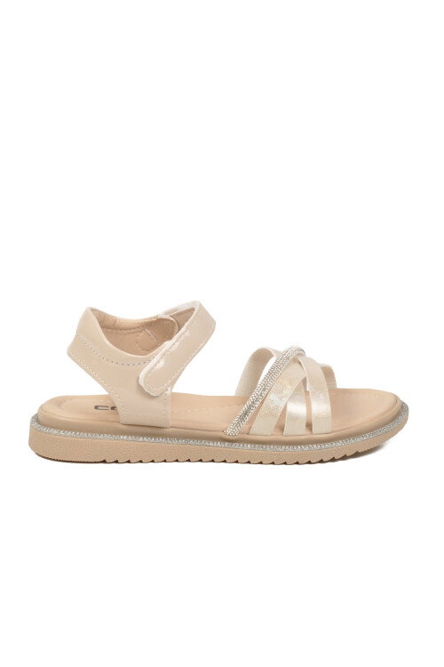 Bej Yumuşak Taban Hafif Cırtlı Kız Çocuk Sandalet Maya F