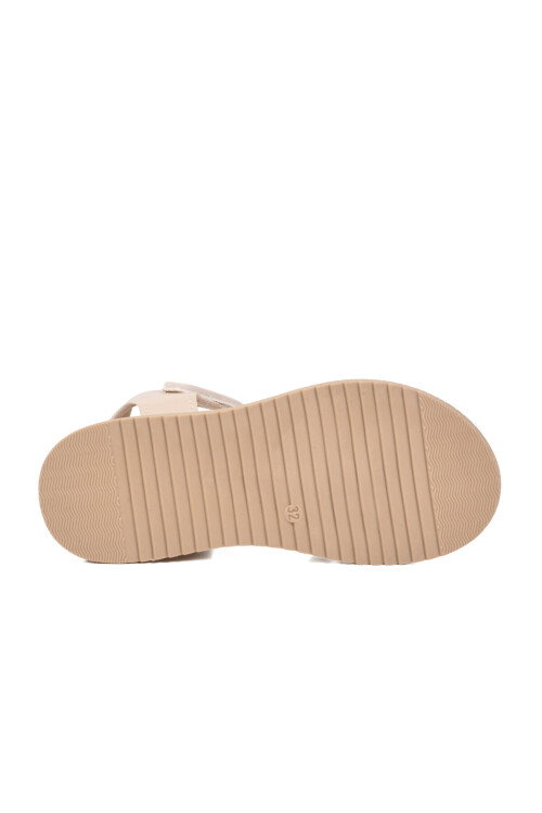 Bej Yumuşak Taban Hafif Cırtlı Kız Çocuk Sandalet Maya F