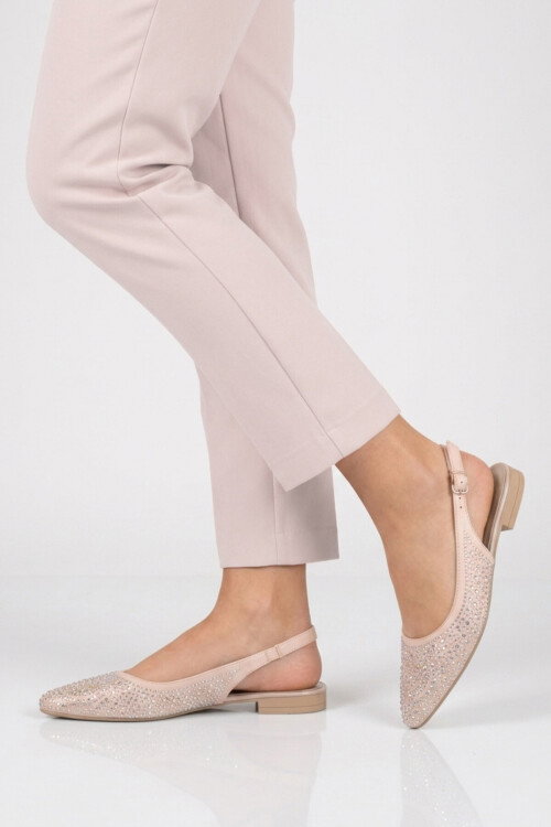 Bej Taş İşlemeli Kadın Abiye Ayakkabı 354230 Z