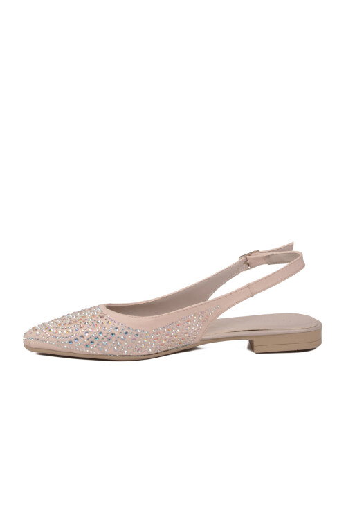 Bej Taş İşlemeli Kadın Abiye Ayakkabı 354230 Z