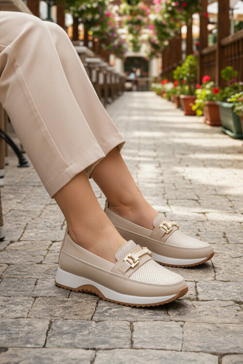 Bej Hafif Esnek Kadın Casual Ayakkabı 065 Z