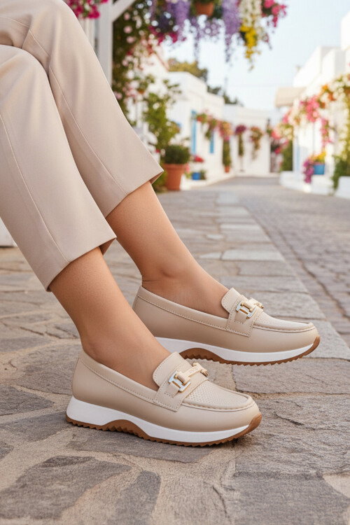 Bej Hafif Esnek Kadın Casual Ayakkabı 067 Z
