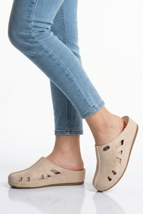 Bej Jel Taban Anatomik Kadın Sabo Terlik 09-130 Z