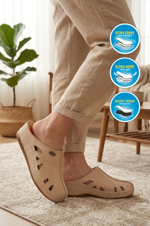 Bej Jel Taban Anatomik Kadın Sabo Terlik 09-130 Z