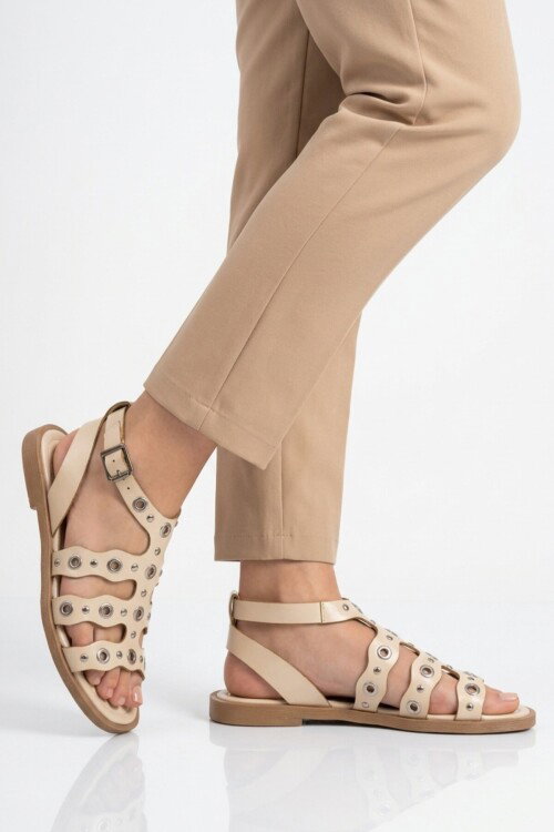 Bej Hafif İnce Taban Yumuşak Tabanlı Kadın Sandalet 335337 Z