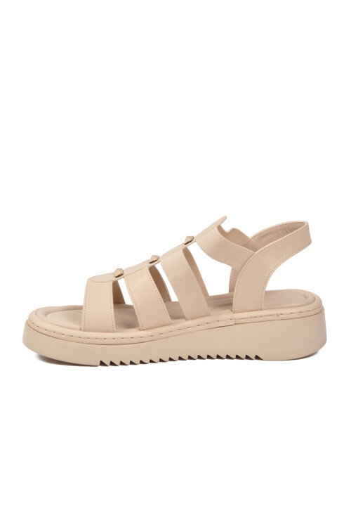 Kadın Bej Hafif Bilekten Elastik Sandalet 35397 G
