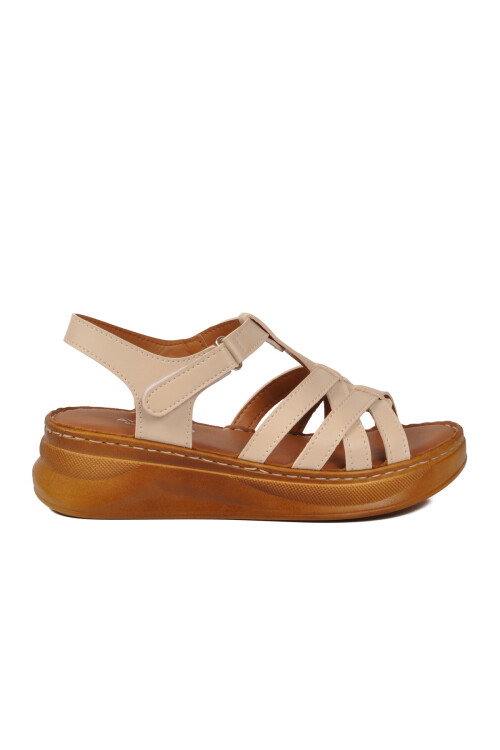 Bej Yumuşak Tabanlı Kadın Topuklu Sandalet 492113 Z