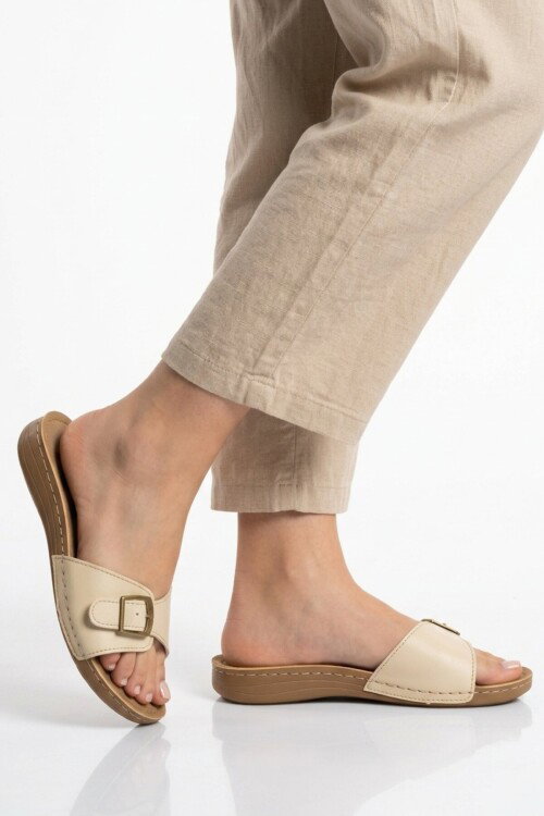 Bej Hafif Anatomik Kadın Terlik 11-113