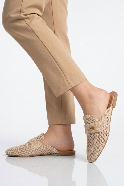 Bej Triko Hafif Önü Kapalı Kadın Terlik 335391 Z