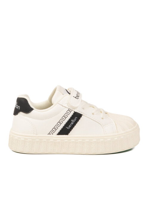 Beyaz Cırtlı Bağcıklı Unisex Çocuk Spor Ayakkabı BNI-11558 P