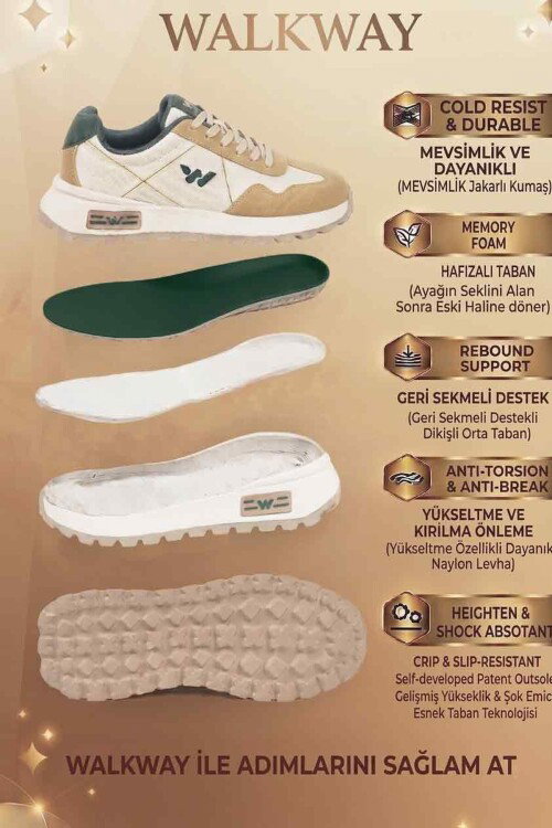 Beyaz Hafızalı Taban Hafif Esnek Unisex Spor Ayakkabı Muveon M