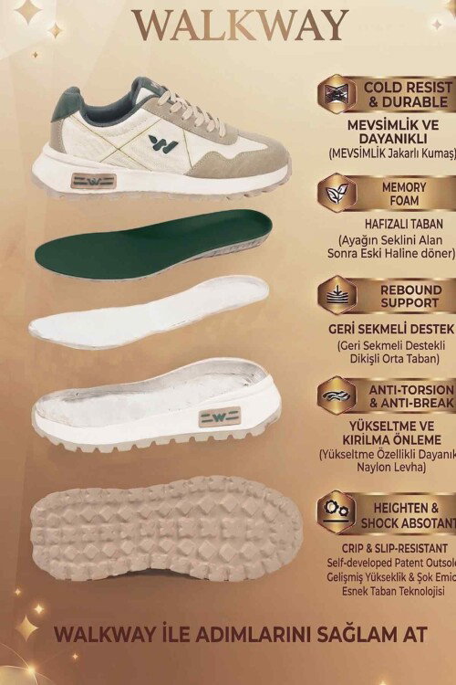 Beyaz Hafızalı Taban Hafif Esnek Unisex Spor Ayakkabı Muveon G