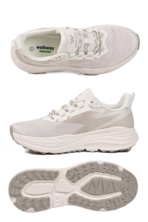 Beyaz Gümüş Fileli Hafif Esnek Hafızalı Taban Erkek Spor Ayakkabı Flexion M