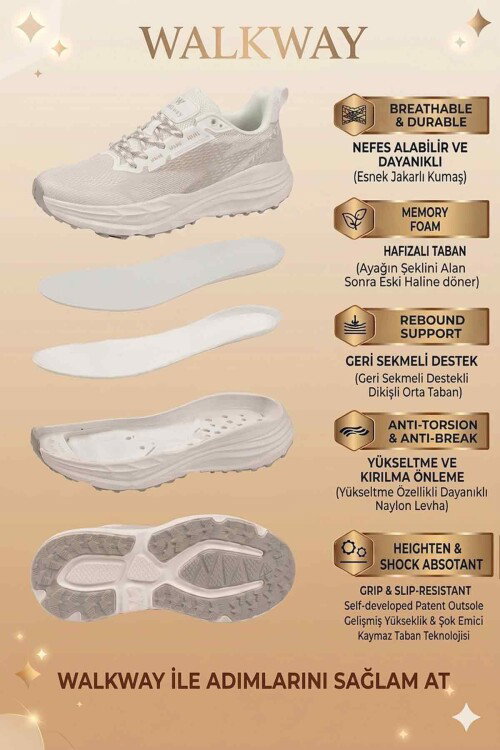 Beyaz Gümüş Fileli Hafif Esnek Hafızalı Taban Unisex Spor Ayakkabı Flexion G