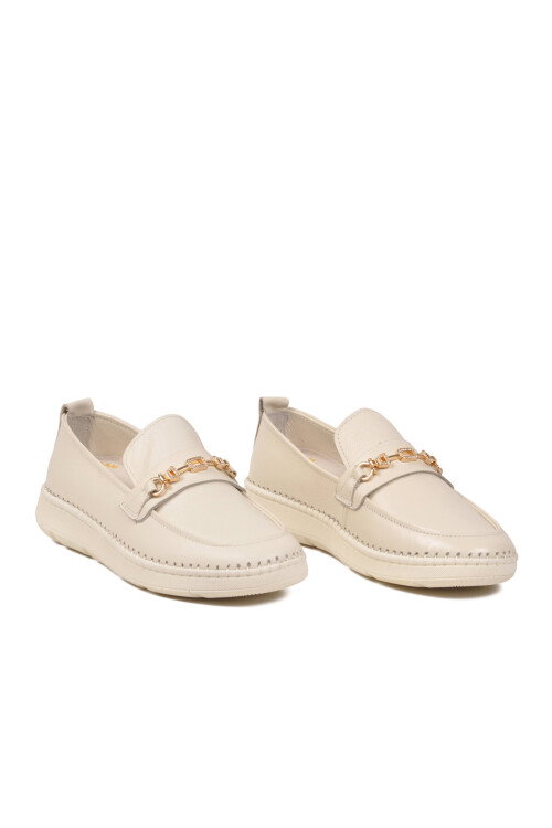 Beyaz Hakiki Deri Anatomik Kadın Casual Ayakkabı Z540 Z