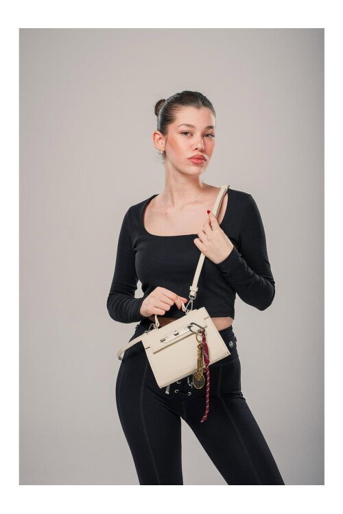 Beyaz Kadın El ve Omuz Çantası 18036