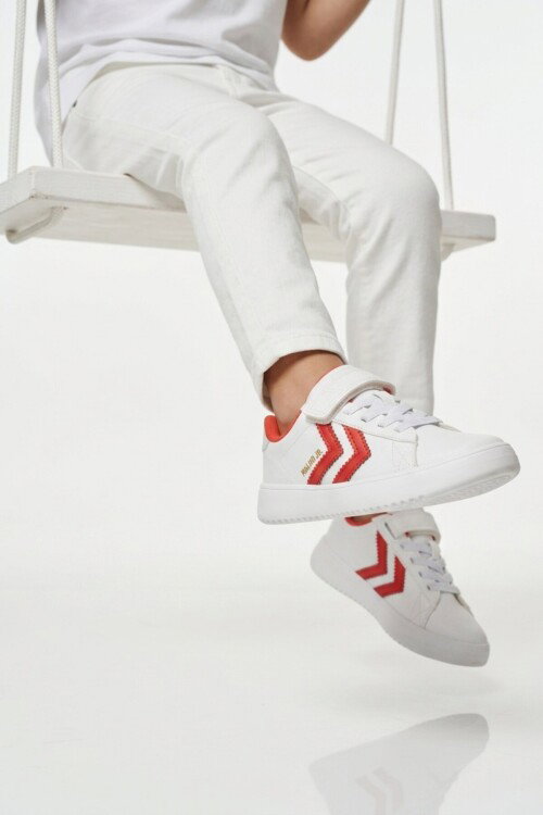 Beyaz Kırmızı Cırtlı Hafif Cilt Unisex Çocuk Spor Ayakkabı 900869 Hml Malmo Jr