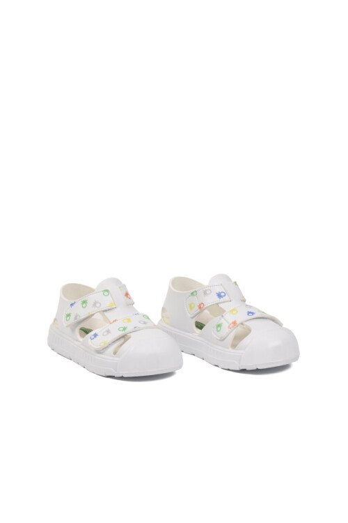 Beyaz Cırtlı Hafif Bebek Sandalet BN-1407 B