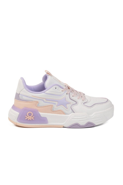 Beyaz Pudra Bağcıklı Kadın Spor Ayakkabı BNI-11512 G