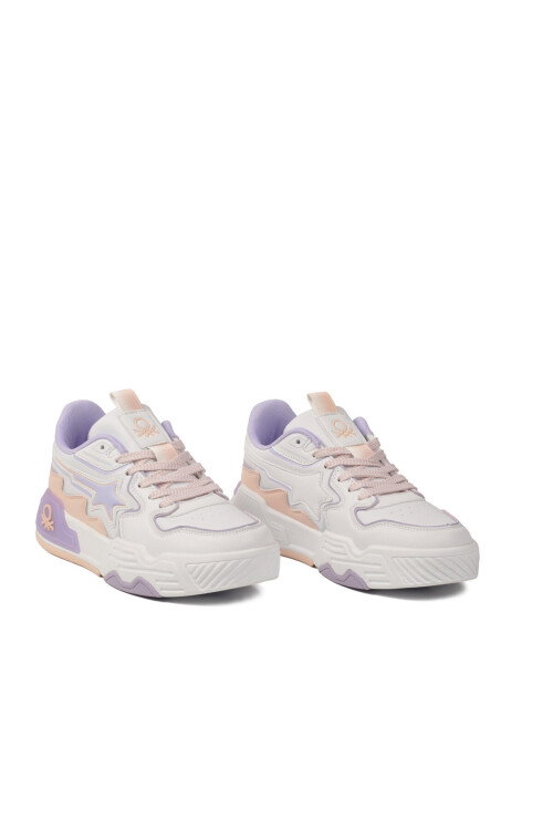 Beyaz Pudra Bağcıklı Kadın Spor Ayakkabı BNI-11512 G