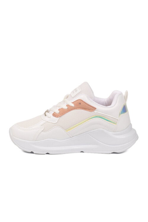 White Powder Thick Sole Lace-Up Womens Sneakers 051 G