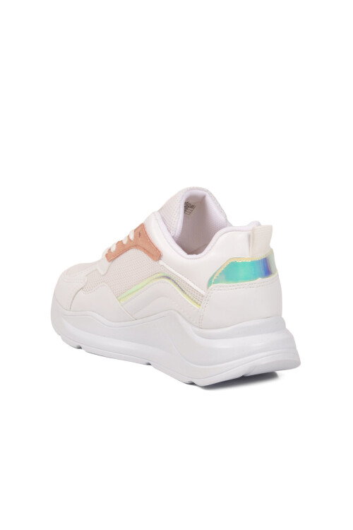 White Powder Thick Sole Lace-Up Womens Sneakers 051 G
