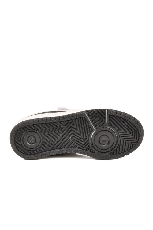 Beyaz Siyah Fileli Hafif Cırtlı Unisex Çocuk Spor Ayakkabı Stella F