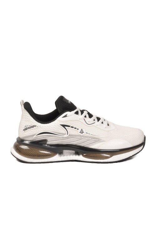 Beyaz Siyah Hafif Esnek Bağcıklı Erkek Spor Ayakkabı Amelıe 101 25087-M