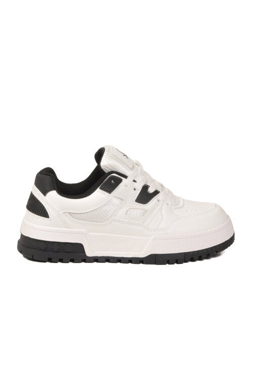 Beyaz Siyah Bağcıklı Hafif Unisex Spor Ayakkabı BN-12158 G