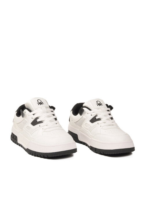 Beyaz Siyah Bağcıklı Hafif Unisex Spor Ayakkabı BN-12158 G